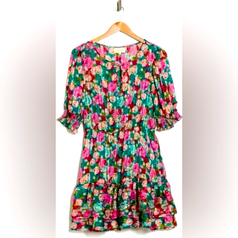 NWT Bohemian Floral Puff Sleeve Dress